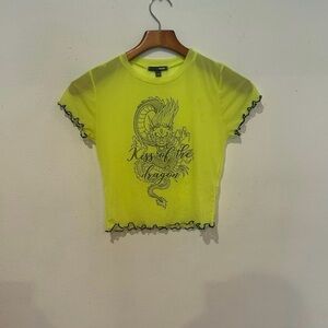 Fashion Nova Neon Lime Mesh Top